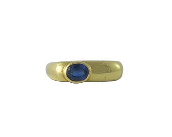 Designer Signed 18K Gold Sapphire Ring