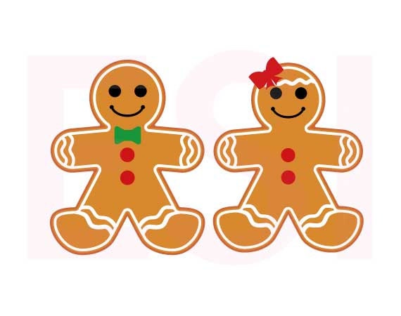 Download Gingerbread boy and Girl Christmas svg files SVG DXF EPS