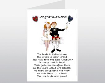 Scottish Wedding Card Bride & Groom WWWE71