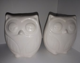 vintage white owl salt and pepper shakers