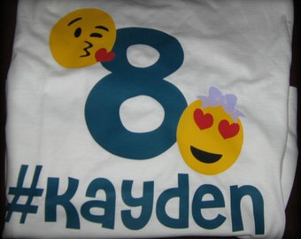 Smiley face, emoticon, emoji shirt with matching hairbow, personalized, custom made
