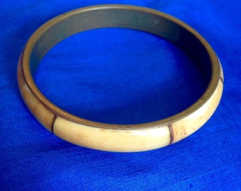 Bangle Bracelet of brass and horn