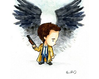 Castiel the Angel from Supernatural Watercolor Print
