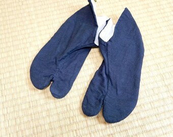 Japanese tabi navi blue cotton 25.5 cm, Japanese vintage tabi socks, samurai blue tabi traditional kimono socks, cool Japan EUR 39 US 9 tabi