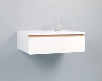 Blanca Sleek Floating Nightstand with Drawer, Wall Mount Side Table, Floating Bedside Table