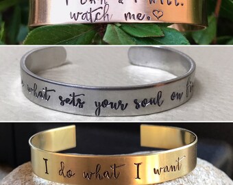 Custom/Personalized 3/8" cuff - Nu-Gold, Copper or Aluminum