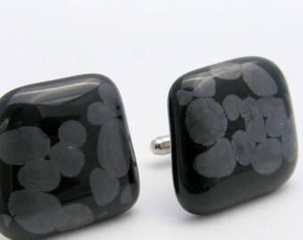 ORGANIC BLACK - Fused Glass Cuff Links