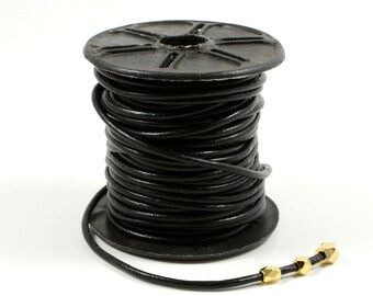 Black Leather Cord, 2mm, Genuine Leather Cord, Lead Free, Round Leather Cord, Fine Leather Cord
