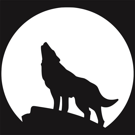 Download Wolf Howling at the Moon Silhouette Clip Art AI SVG DXF