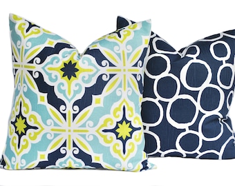 2 blue premier prints pillow covers, DIFFERENT SIZES AVAILABLE, decorative throw pillow, decorative pillow, accent pillow, pillow case