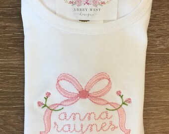 Personalized Vintage Bow Ruffle Tee
