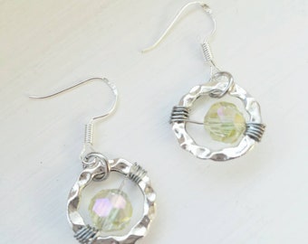 Celestial Drop Earrings, Yellow Beaded Earrings, Galaxy Earrings, Planetary Jewelry, Swarovski Crystal Earrings, Boho Glam Earrings, Hippie