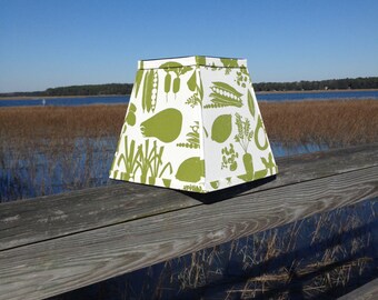 Green and White Vegetable Lampshade Square Lamp Shade