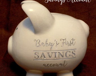 PINK FILLED Engraved Piggy Bank with Free Custom Design Large