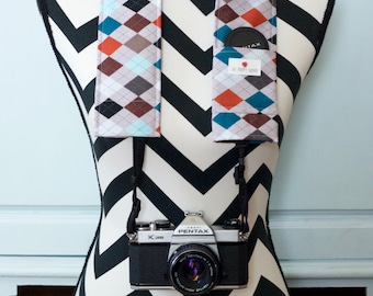 DSLR Camera Strap Cover- lens cap pocket and padding included- Dad's Tie