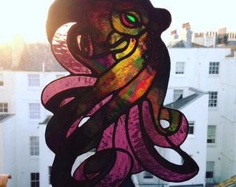 Iridescent Stained Glass Octopus