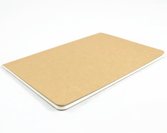 KRAFT BLANK SKETCHBOOK - a4 24 Page Kraft Stitched Sketchbook with Blank Off-White Pages and Back Flap Pocket (29.7cm x 21cm)
