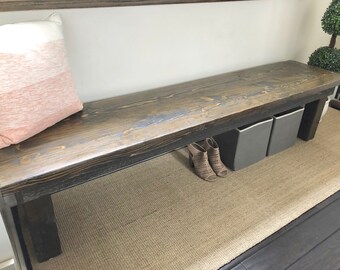 Wood Bench - Rustic - Dining Bench, Mudroom Bench, Entry Bench, Rustic Bench, Farmhouse Bench - Custom Stain
