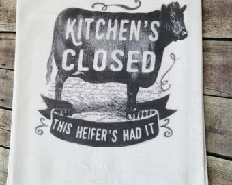 This heifers had it flour sack tea towel