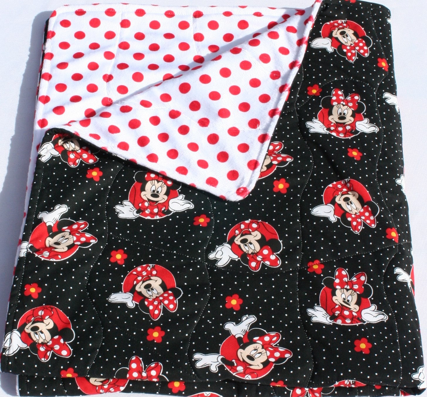 Minnie Mouse Baby Blanket Polka Dot Cuddle Minky Blanket