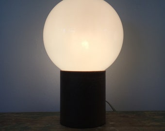 Mid Century Modern Leather Globe Table Lamp