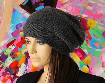 CAP slouch Merino anthracite Knit Hat