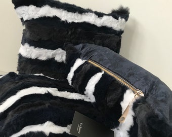 Three decorative pillow 40 * 40 cm made of natural rabbit fur
