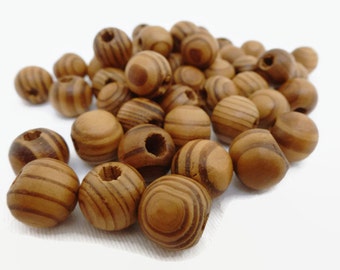 50 x Burly Wood Beads 10mm - Wood Grain Beads