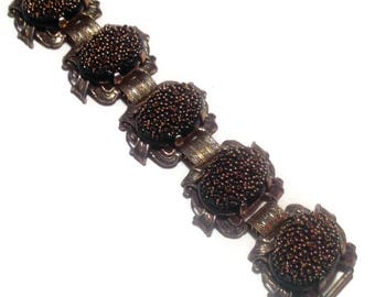 Vintage Goldtone Textured Link Bracelet