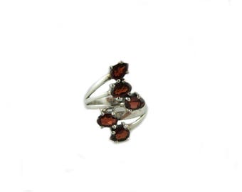 Garnet and Sterling Silver Statement Ring