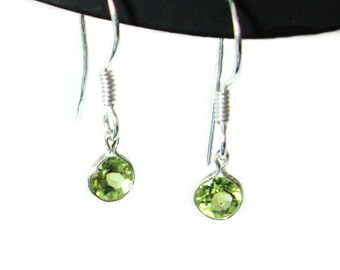 Peridot sterling silver french hook dangle earrings