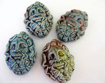 10 Raku Zeus Pendants - beads