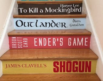 Book Spine Stair Decals | Books Stairs | Premium Version