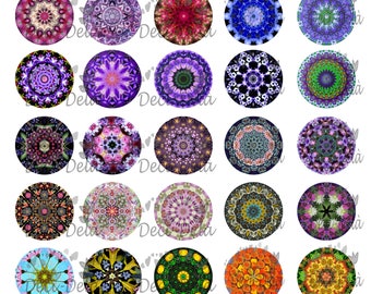 100 digital images for cabochons florals "kaleidoscope"