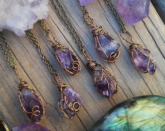 Raw Amethyst necklace, amethyst necklace, crystal necklace, purple stone, gemstone necklace, birthday gift, february birthstone, crystal