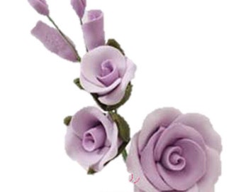 Set of 3 - 3.5" Lavender Rose Filler Medium Gumpaste