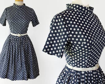 60s Dress, Lois Young, Polka Dot, Rockabilly, Shirtwaist, Mad Men Party