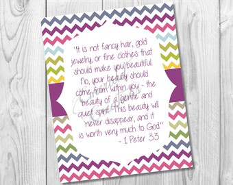 Digital Art File with Instant Download/ Scripture Art / Bible Verse Art / Instant Download 1 Peter 3:3-4