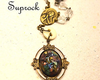 Multi Colored Rock, Mixed Media Necklace
