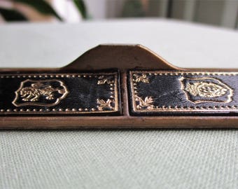 Italian / Novelty measure / Souvenir ruler / Seven inch ruler / Embossed leather / Black and gilt measure