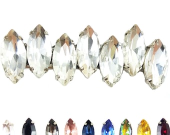 1pc Champagne Gold Full Crystal Rhinestone Sharkfin Claw Hair Clip With Pearl De