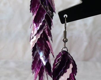 7.5 cm pink leaf earrings