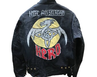 Hand-painted leather jacket