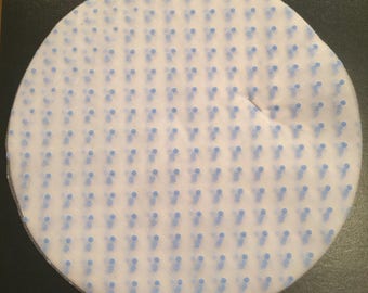 Tulle Circles - White with Baby Blue Polka Dots