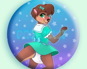 Sissy Otter Girl Babyfur Pin Button