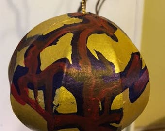 SALE! Two Dollars Off Original Price: Hand painted 5 inch paper mache tee ornament.