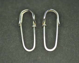 solid 14k gold mini SAFETY PIN earrings with single loops - yellow, white or rose gold hoop earrings