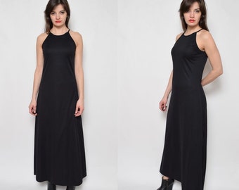 Vintage 90's Black Maxi Long Sleeveless Dress