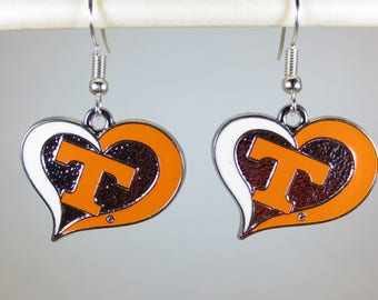 Tennessee Vols Heart Dangle Earrings