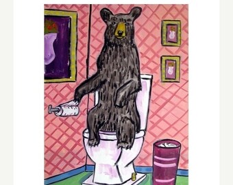 25% off Black Bear in the Bathroom Art Print